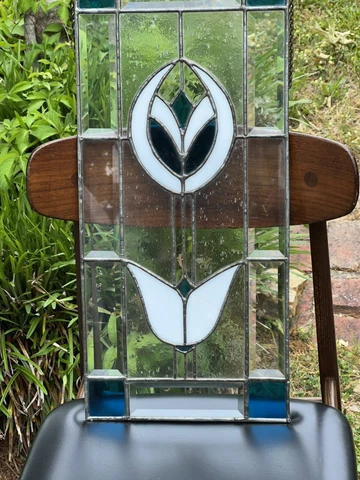 TULIP  Frosted Glass •Beveled Stained Glass Window Panel-22 1/2" X10 1/2" Cover