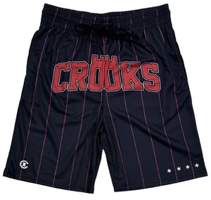 Crooks & Castles Men's Pinstripe Mesh Chicago Bulls Theme Basketball Shorts - Picture 1 of 2