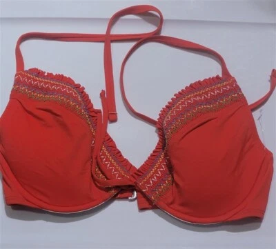 Nuevo sin etiquetas Top de natación de bikini Lucky Brand D Fiesta naranja con aros 120540 Foto 1 de 2