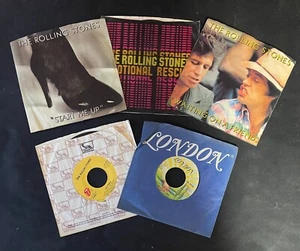ROLLING STONES = ORIGINAL 80's - 45 RPM VINYLS - 5 HIT SONG + B SIDE = MEGA LOT - Picture 1 of 11
