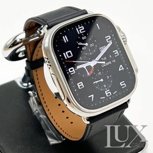Apple Watch Ultra 2 Titan 49 mm poliert mit Hermes Einsatz schwarzes Band A2 - Bild 1 von 4