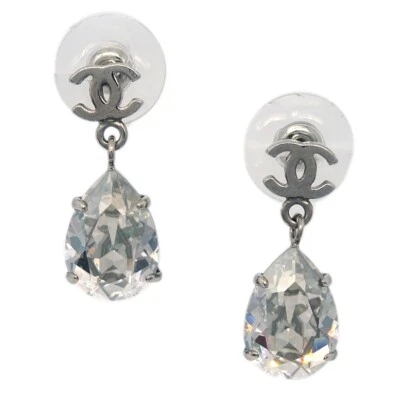 Pendientes piercing Chanel lágrima estrás plata A12W 124936 Foto 1 de 4