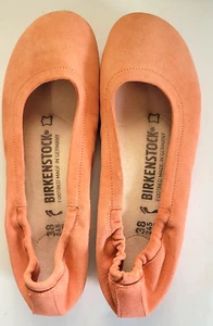Pre-owned Birkenstock "Celina" Coral Suede Flat Shoes sz.7/38 - Picture 1 of 7