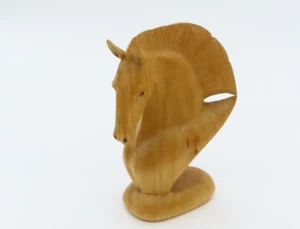 Wooden Hand Carved Horse Head Statue Sculpture Handmade Wood Home Decor Accent - Picture 1 of 13