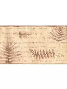 BROWNS LEAVES WITH SCRIPT WALLPAPER BORDER - Picture 1 of 1