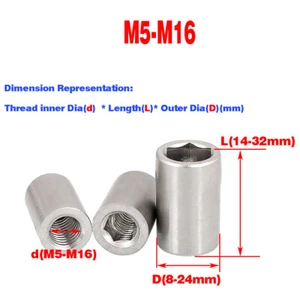 304 SS Cylinder Rod Nut / With Hexagon Socket Cap M5M6M8M10M12M14M16 - Picture 1 of 6