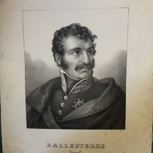 General Francisco Ballesteros, 1770-1832 Portrait Lithograph 19th Century - Picture 1 of 6