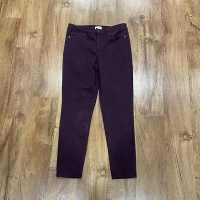 Pantalones Jessica Simpson tiro alto ajustados al tobillo de algodón ciruela para mujer talla 8 Foto 1 de 4