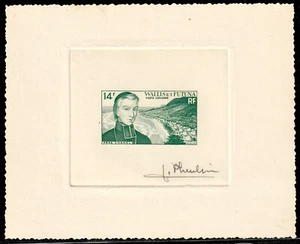 Wallis & Futuna Is. 1955 SC #C12, Artist Die Proof in Green, Father Chanel - Picture 1 of 1