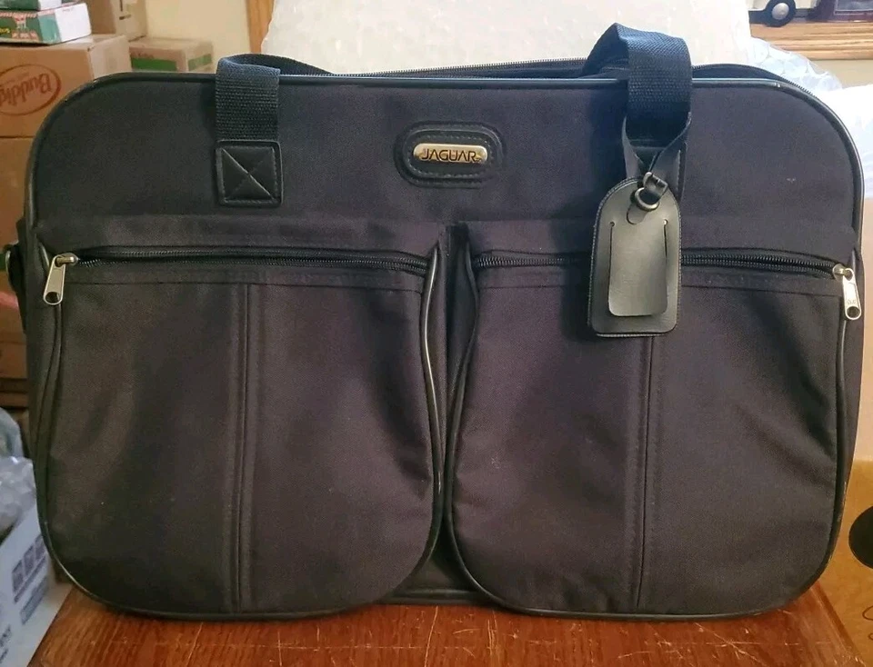 Bolsa de mano vintage Jaguar negra con varios compartimentos Foto 1 de 4