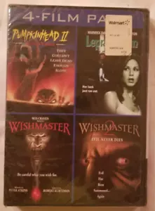 4 Film Horror Movie DVD Pumpkinhead II Leprechaun Wishmaster 1 & 2 SEALED - Picture 1 of 2