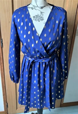 Robe cache coeur bleu roi pois dorés taille 36/38 - Photo 1/4
