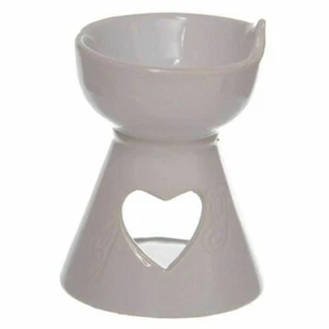WHITE CUT OUT HEART CERAMIC WAX MELT OIL BURNER WARMER TEALIGHT GIFT BOXED - Picture 1 of 1