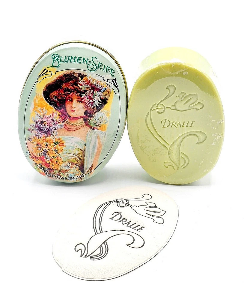 Blumen-Seife in Blechdose DRALLE'S Nostalgische Feinseife Dralle Hamburg SOPA - Bild 1 von 2