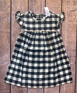 Vestido de vacaciones tejido suave a cuadros blanco y negro Gymboree talla 2T para niña pequeña - Imagen 1 de 2