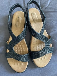 Patrizia by Spring Step Black rhinestone Strappy Sandals Women Sz 7 - Picture 1 of 4