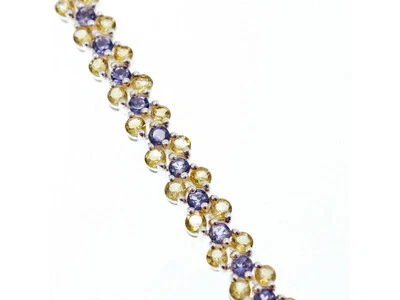 925 STERLING SILVER CITRINE & AMETHYST BRACELET SIZE 7.5 IN - Image 1 of 4