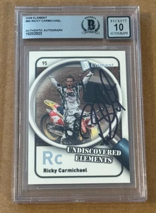 RICKY CARMICHAEL SIGNED 2009 ELEMENT W/AUTO GRADE 10 BECKETT BAS MOTOCROSS - Picture 1 of 2