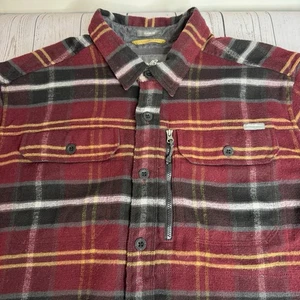 Eddie Bauer Mountain Ops Flannel Shirt Jacket Mens XL Red Plaid Classic Fit - Picture 1 of 11