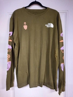 Camisa North Face Proud Talla XL Manga Larga Verde Camiseta Gráfica Psicodélica  Foto 1 de 4
