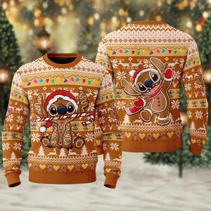 Stitch Gingerbread Ugly Christmas Sweater, Stitch Ugly Christmas Sweater - Picture 1 of 3
