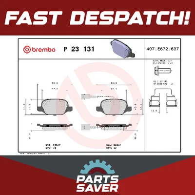 Brake Pads Set fits ALFA ROMEO MITO 955 1.6D Rear 08 to 15 Brembo 71770108 New - Image 1 of 4