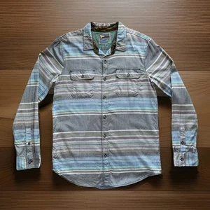 MODERN AMUSEMENT Men’s Sz L Coastal Blue Striped Button Up Shirt 100% Cotton - Picture 1 of 13