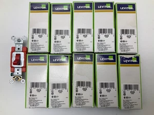 NEW LEVITON 1221-2R (LOT OF 10) RED SWITCH - Picture 1 of 3