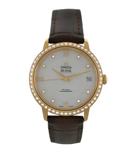 Omega De Ville Prestige 42458332055002 Diamonds 55 Gr. 18k Yellow Gold MOP 33MM - Picture 1 of 11