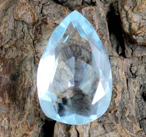 Pietra Preziosa Acquamarina Blu Pera 26,05 Ct Certificata B56479 Regalo San Valentino - Foto 1 di 9