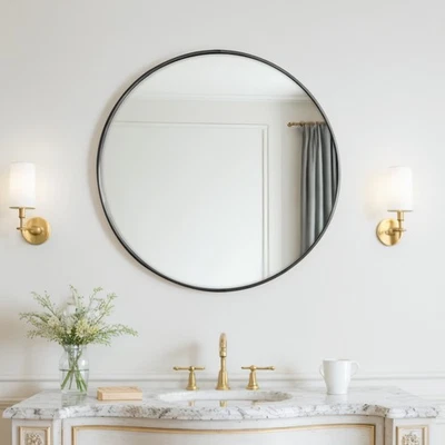 Spiegel Rund 60cm Wandspiegel mit Metallrahmen Badezimmer Spiegel Dekospiegel - Bild 1 von 4