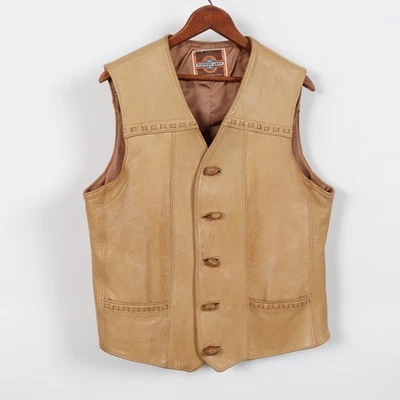 Chaleco Western Vintage Pioneer Wear Cuero Toggle Melody Años 70 Para Hombre 38 Pequeño Foto 1 de 4