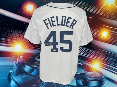 CECIL FIELDER AUTOGRAPHED CUSTOM DETROIT TIGERS WHITE JERSEY COA BECKETT - Image 1 of 3