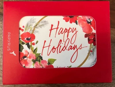 Papyrus Christmas Cards with Envelopes Happy  Holiday Poppy flower Box of 20 NEW - Image 1 of 2