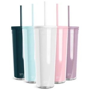 Plastic Tumbler with Lid and Straw | Reusable BPA Free Iced Coffee Cups Doubl... - Picture 1 of 7