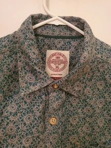 Fat Face Men's S Short Sleeve Hawaiian Floral Shirt Green 100% Cotton Casual - Picture 1 of 17