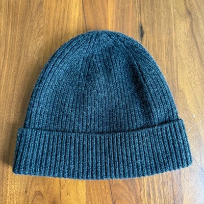J Crew 100% Cachemira Gris Carbón Gorro Acanalado Reloj Gorra Invierno Foto 1 de 3