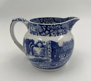 Spode Italian Blue White Milk Jug Creamer Pitcher England C 1816 U 3.5” Vintage - Picture 1 of 10