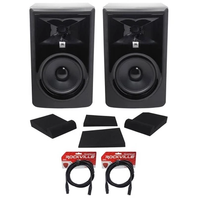 (2) Altavoces + almohadillas + cables XLR monitores de grabación de estudio alimentados JBL 306P MkII 6" Foto 1 de 4