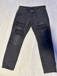 Pantalones de mezclilla negros rasgados de pierna recta talla 26 OneTeaspoon para mujer nuevos sin etiquetas - Imagen 1 de 12