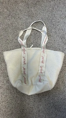 Victoria's Secret Pink Large Tote Bag White, Pink Logo, - Image 1 of 4