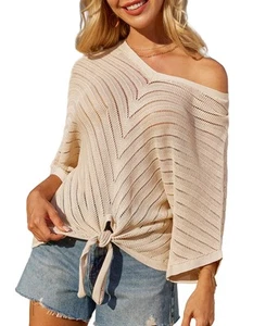 GRACE KARIN Summer Sweaters for Women 3/4 Short Sleeve Chestnut Sweaters Reso... - Picture 1 of 6