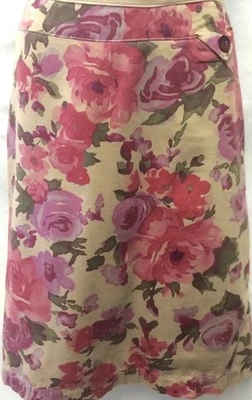 Falda Anthropologie ODILLE Rosa Floral Pin Escondida Una Línea Algodón Boho Foto 1 de 4