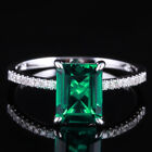 Natural Pave 1.41ct Emerald 8x6mm Ring Solid 14k White Gold Natural Diamonds