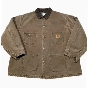 Vintage 90s Carhartt CO2 CHT Blanket Lined Chore Jacket Coat 2XL Chestnut Brown - Bild 1 von 7