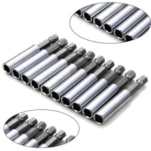 10 Pezzi Supporto Estensioni Punta Bit Magnetica Compatto 1/4 Gambo Esagonale Guida Guida Guida US - Foto 1 di 12