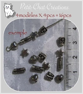 MIX 16 INTERCALAIRES SPACERS PERLES METAL ARGENTE 5/8MM PERFORATION 1,2MM *SU11 - Foto 1 di 1
