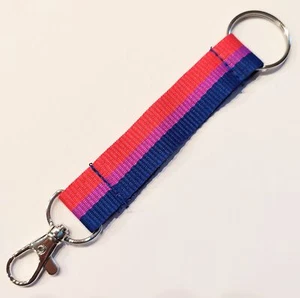 Bi Schlüsselband Anhänger kurz 17 cm bisexuell schwul gay queer CSD pride LGBTQ - Bild 1 von 1