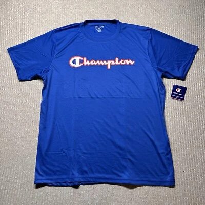 Champion Performance Camiseta Manga Corta, Azul 2XL ROPA DEPORTIVA NUEVA NUEVA CON ETIQUETAS Foto 1 de 4