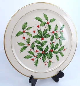 Lenox Holiday Dimension Holly Berries 12 3/4" Round Plate Platter 24K Gold Trim - Picture 1 of 6